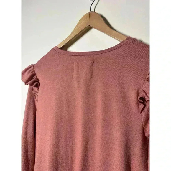 Victorian Ruffled Women L Deep Coral Top Chic Romantic Feminine Flowy - Picture 7 of 8